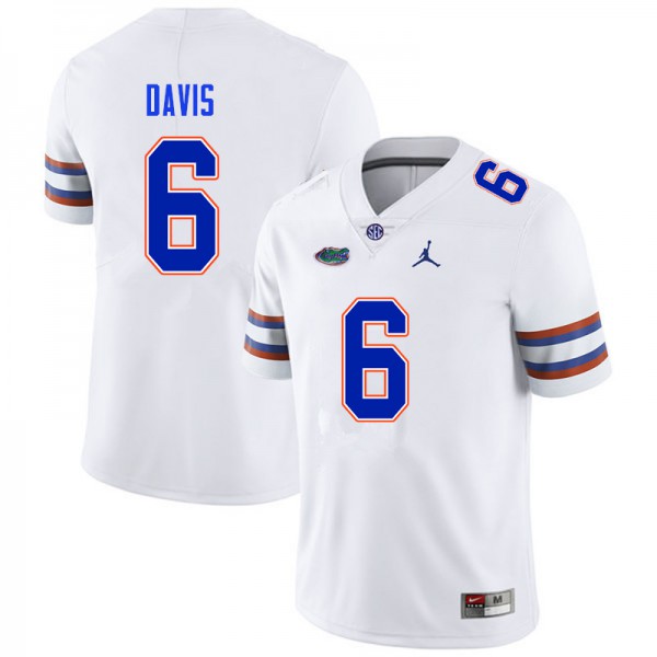 Men #6 Shawn Davis Florida Gators College Football Jerseys White